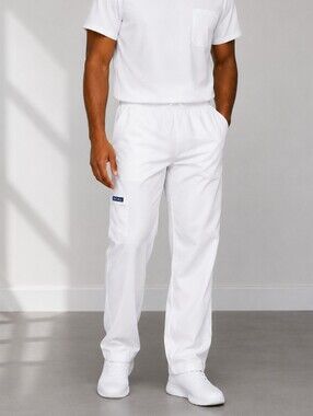 24/7 Scrubs White Elastic Waist Cargo Scrub Pants - NWT